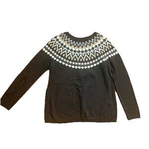 J. JILL Sweater Size S Small Black White Beaded Long Sleeve Crew Neck Pullover